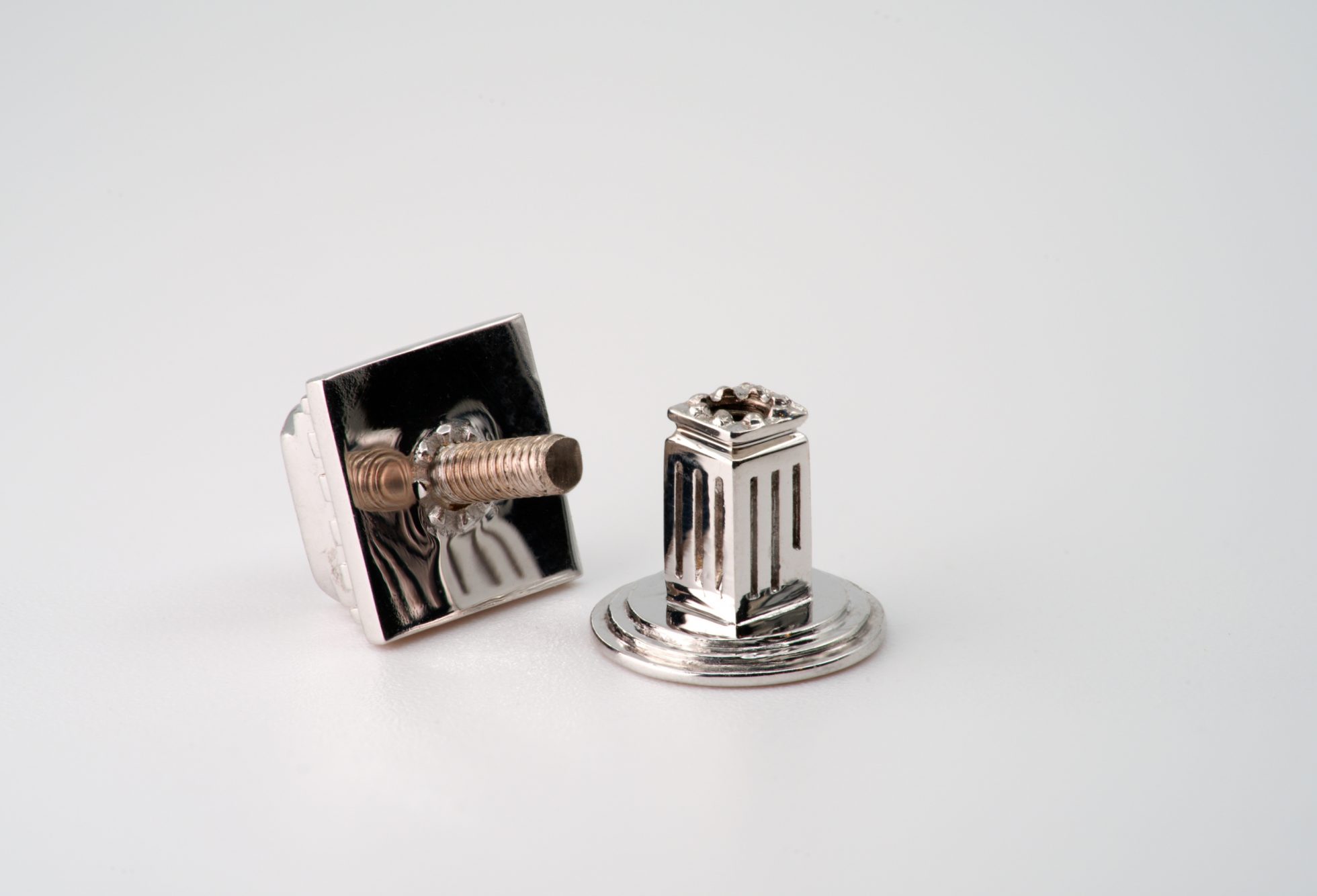 Shirt Studs White Gold set with Lavender Spinels