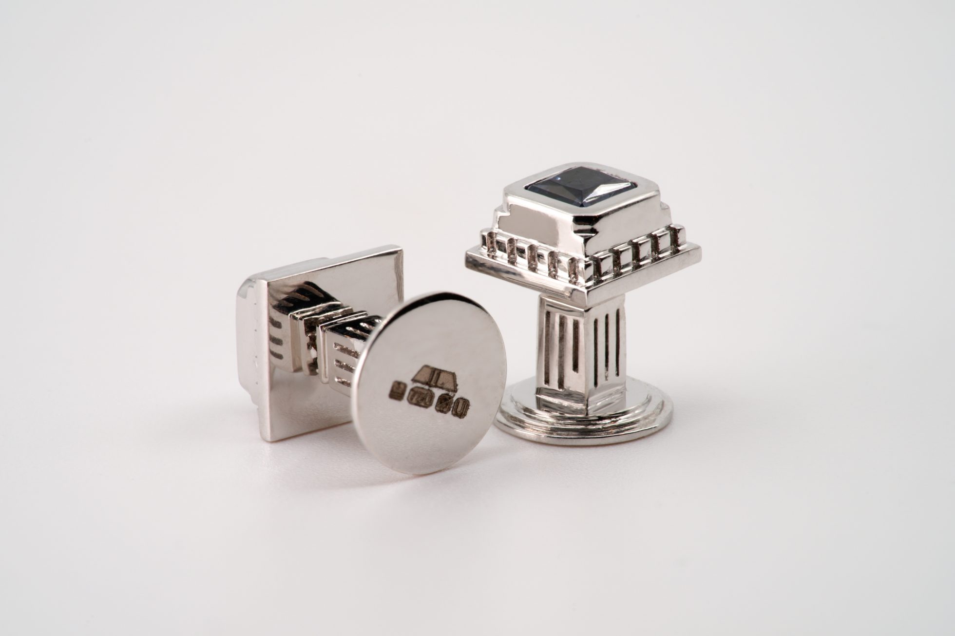 Shirt Studs White Gold set with Lavender Spinels