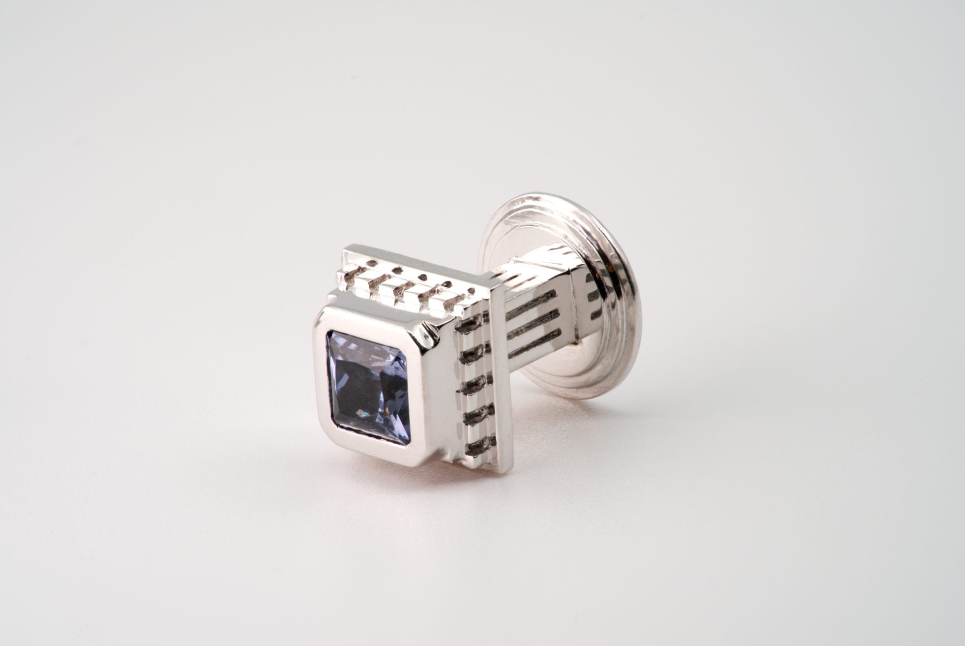 Shirt Studs White Gold set with Lavender Spinels